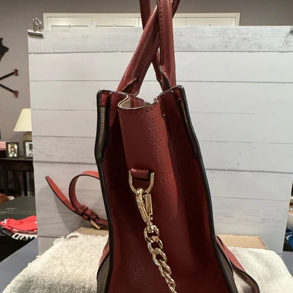 Michael Kors Nouveau Hamilton Large Logo Metallic Stripe Satchel & Dust Bag - Picture 7 of 16